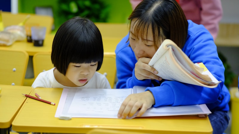 Children learning together in class